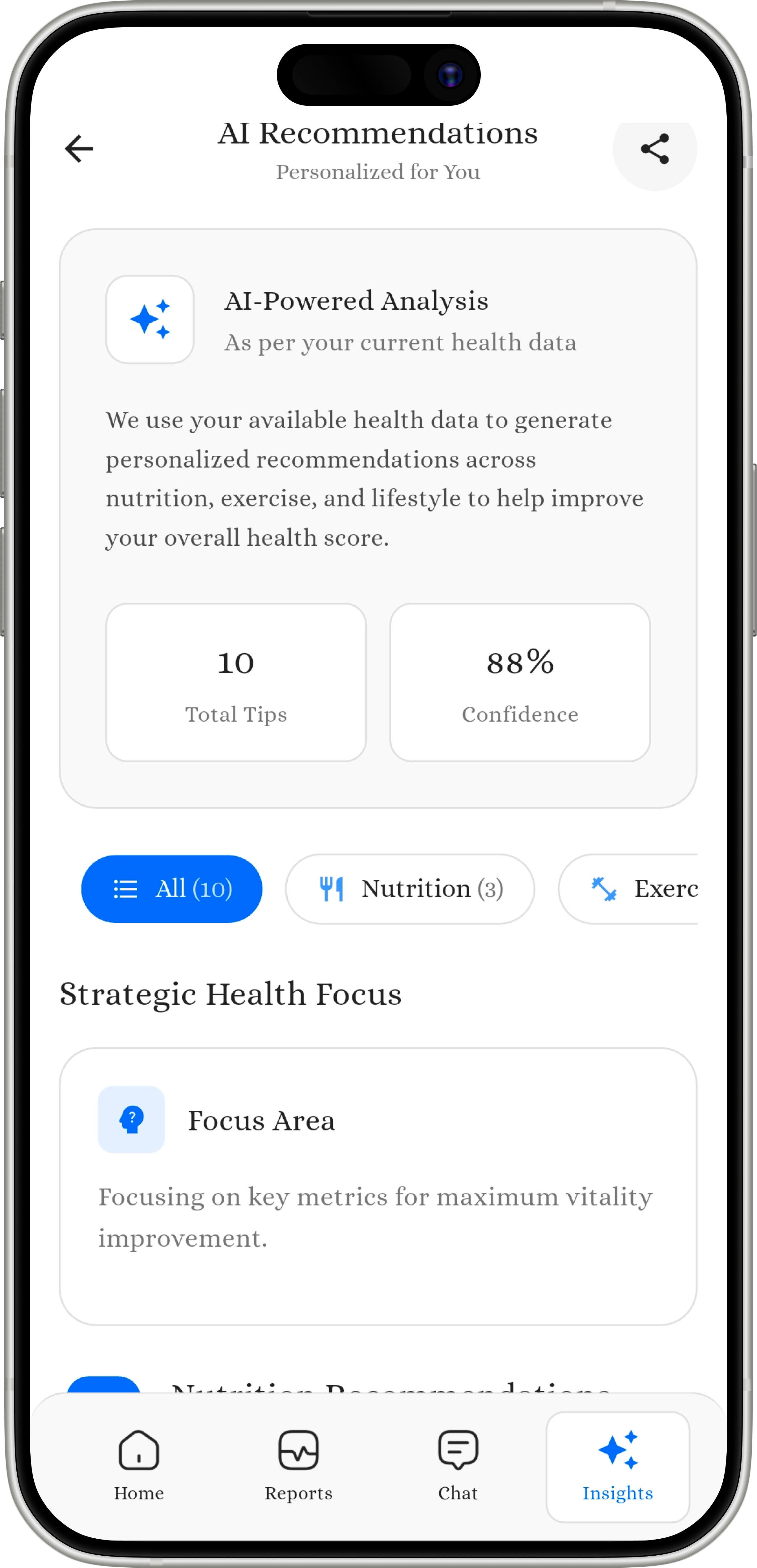 Medikhata app screen: AI Recommendations